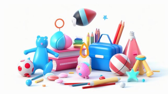 With school items and elements. Space imagination. Background and poster or promotion for back to school