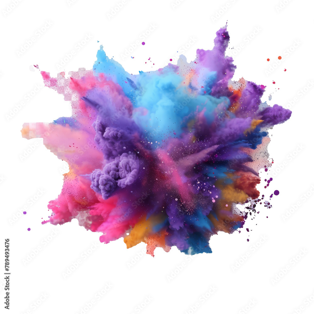 Poster clouds of paint dust with particles. realistic splash of colorful powder, burst effect with copy spa