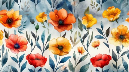 Floral watercolour illustration pattern