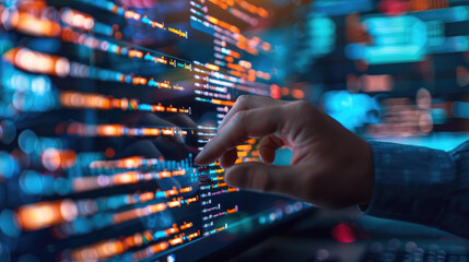 Obraz premium Close-up of Network Engineer Typing Commands