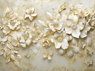 3D Flowers Wall Art Wallpaper Background