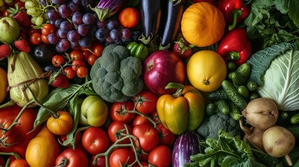 a close up of various fruits and vegetables