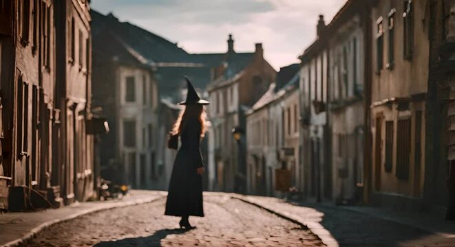 Witch in a town.