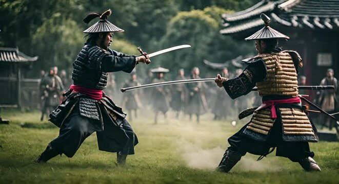 Samurai in combat.