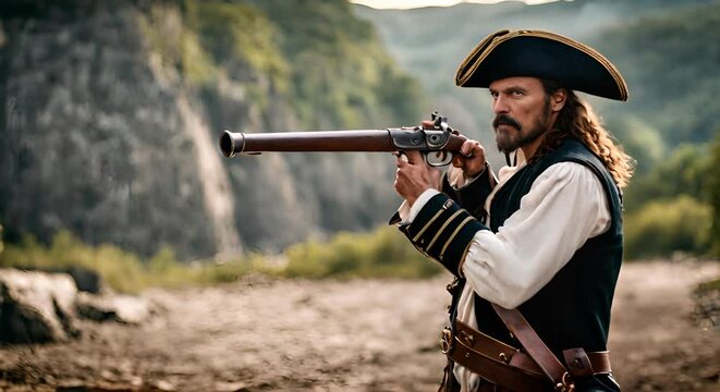 Pirate with a blunderbuss.