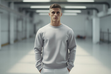 Effortless Cool: Modern Rubberized Grey Sweatshirt and Jeans Ensemble