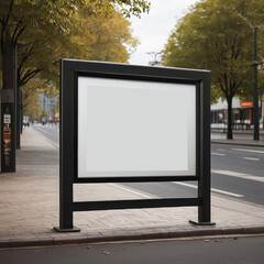 Fototapeta premium Empty Billboard frame advertising mockup with bus stop for background