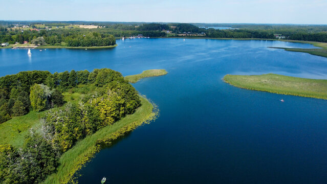 aerial pictures made with a dji mini 4 pro drone over Wigry Lake and the Post Camaldolian Monastery, Poland.