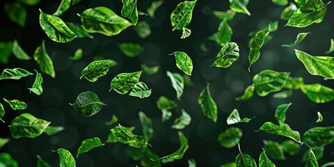 Green leaves 3d effect healthy food abstraction background
