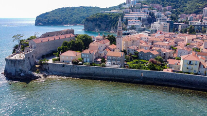 aerial pictures made with a dji mini 4 pro drone over Budva, Montenegro.