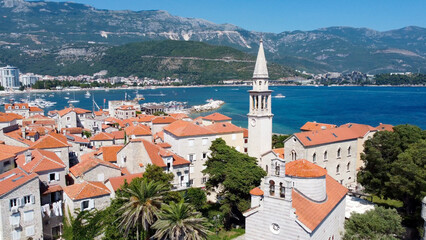 aerial pictures made with a dji mini 4 pro drone over Budva, Montenegro.