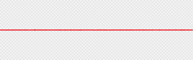 a red silk thread looped in a circle form, extending on both ends, symbolizing the red thread of fate in chinese tradition, on a pure white background with copy space.Line of red yarn, long red thread
