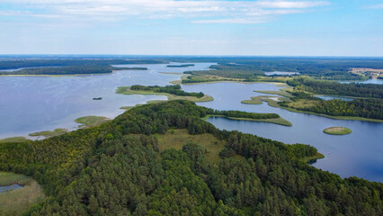 aerial pictures made with a dji mini 4 pro drone over Bryzgiel and Wigry Lake, Poland.