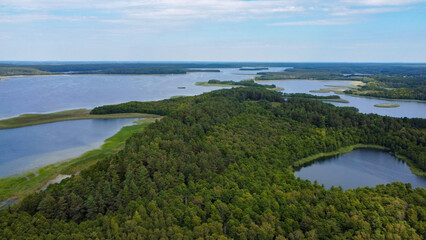 aerial pictures made with a dji mini 4 pro drone over Bryzgiel and Wigry Lake, Poland.