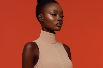 Black Female Model on Solid Color Background