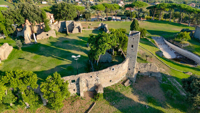 aerial pictures made with a dji mini 4 pro drone over Savello Castle, Albano Laziale, Lazio, Italy.