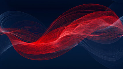 Abstract Red and Blue Swirling Light Forms on Dark Background