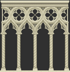 Classic arcade gallery facade of gothic cathedral