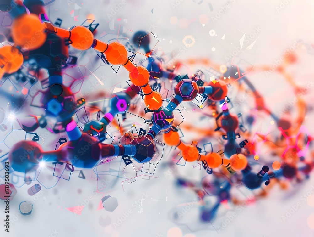 Poster insulin molecule a modern twist with 3d rendering and glitch art