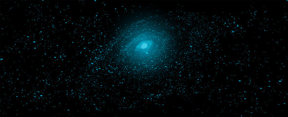 Fantastic vector background, dark space, planets, galaxies and stars.