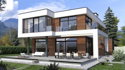 modern 2 story house with floor plan , complete set of plan 