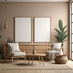 Modern Interior Design: Wall Poster Mockup in House Setting