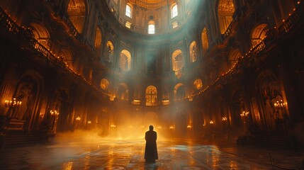 The Shakespearean Soliloquy, Amidst the grandeur of a Renaissance-era castle, an actor delivers a stirring Shakespearean soliloquy. Generated AI.