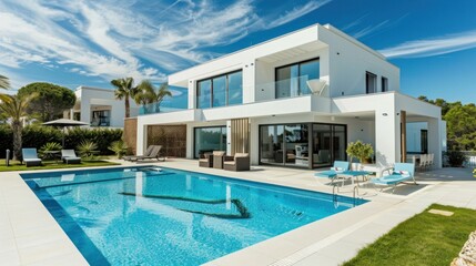 modern house with pool sunshine 