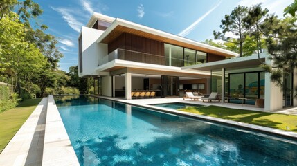 modern house with pool sunshine 