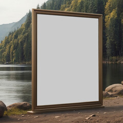Empty Billboard frame advertising mockup with nature  for background