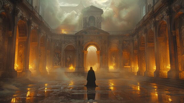 The Shakespearean Soliloquy, Amidst the grandeur of a Renaissance-era castle, an actor delivers a stirring Shakespearean soliloquy. Generated AI.