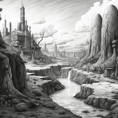 Fototapeta premium Halloween house landscape sketch on white background