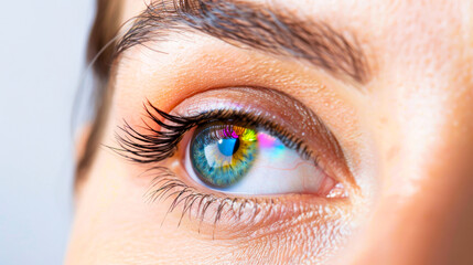 Obraz premium Woman's Eye with LGBTQ Rainbow-Colored Iris 