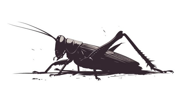 2d illustration of a cricket insect silhouette set against a white background