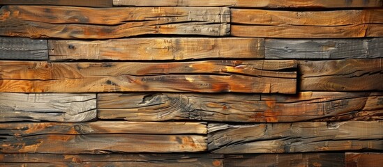 Texture background and banner made of elongated wooden planks.