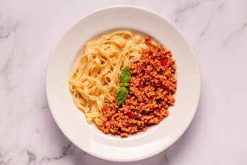 Vegan Bolognese Pasta with plant based minced meat.