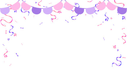 pastel party flags and confetti explosions with buntings and ribbons for birthday, celebration, anniversary and holiday party - 789508869