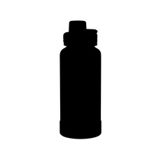 Filling reusable water bottle silhouette vector illustration on white background.