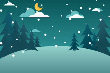 Christmas background in winter with snow falling