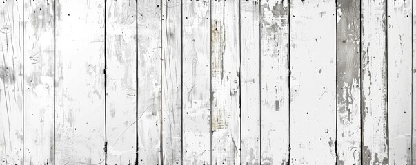 Shabby chic white wooden background with damaged, faded wood planks