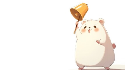 A cartoon illustration of a Whistle character is featured ringing a hand bell against a white background