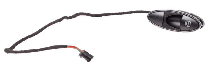 Power window button on white isolated background. Window lifter key block. Spare parts.