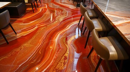 Abstract exclusive red paint with a hint of gold wallpaper. Detailed stroke of paint.