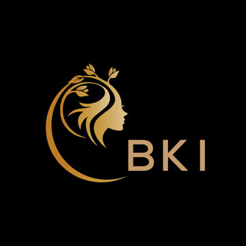 BKI letter logo. best beauty icon for parlor and saloon yellow image on black background. BKI Monogram logo design for entrepreneur and business.	
