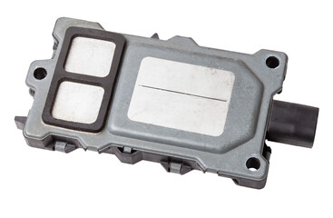 Close-up of a spare part for an air quality sensor car for replacement during repair or for sale at an auto-parsing.