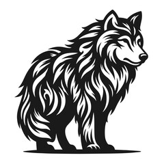 Black alpha male lone wolf silhouette vector isolated on white background