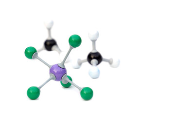 Simulate Shape of covalent molecules on white background. Soft and selective focus. - obrazy, fototapety, plakaty