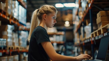 Woman Working in Warehouse