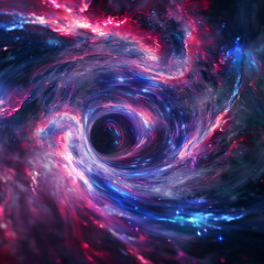 pink and blue wormhole in space - obrazy, fototapety, plakaty
