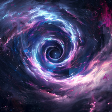 pink and blue wormhole in space